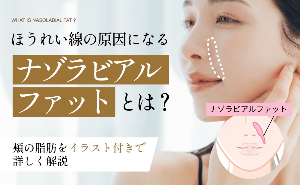 ナゾラビアルファットの文字と女性の頬
