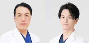 白衣を着た二人の日本人男性